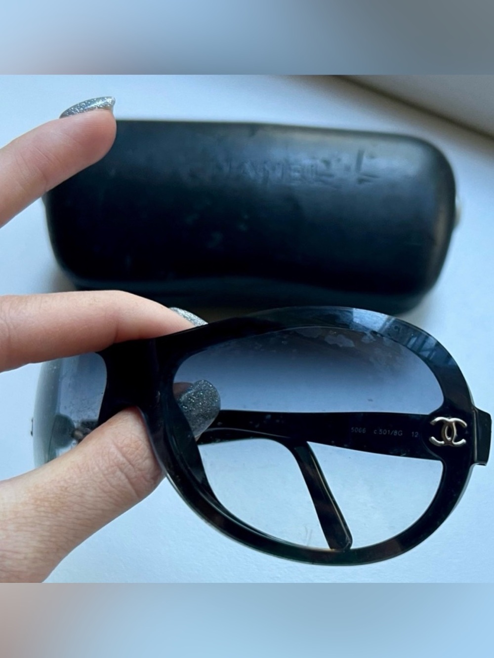 AUTH CHANEL 5066 Shield Black Gradient CC Sunglasses - Picture 6 of 7